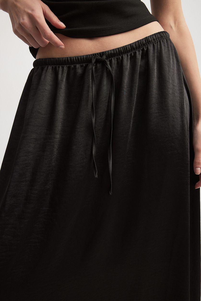 Drawstring Satin Maxi Skirt Product Image
