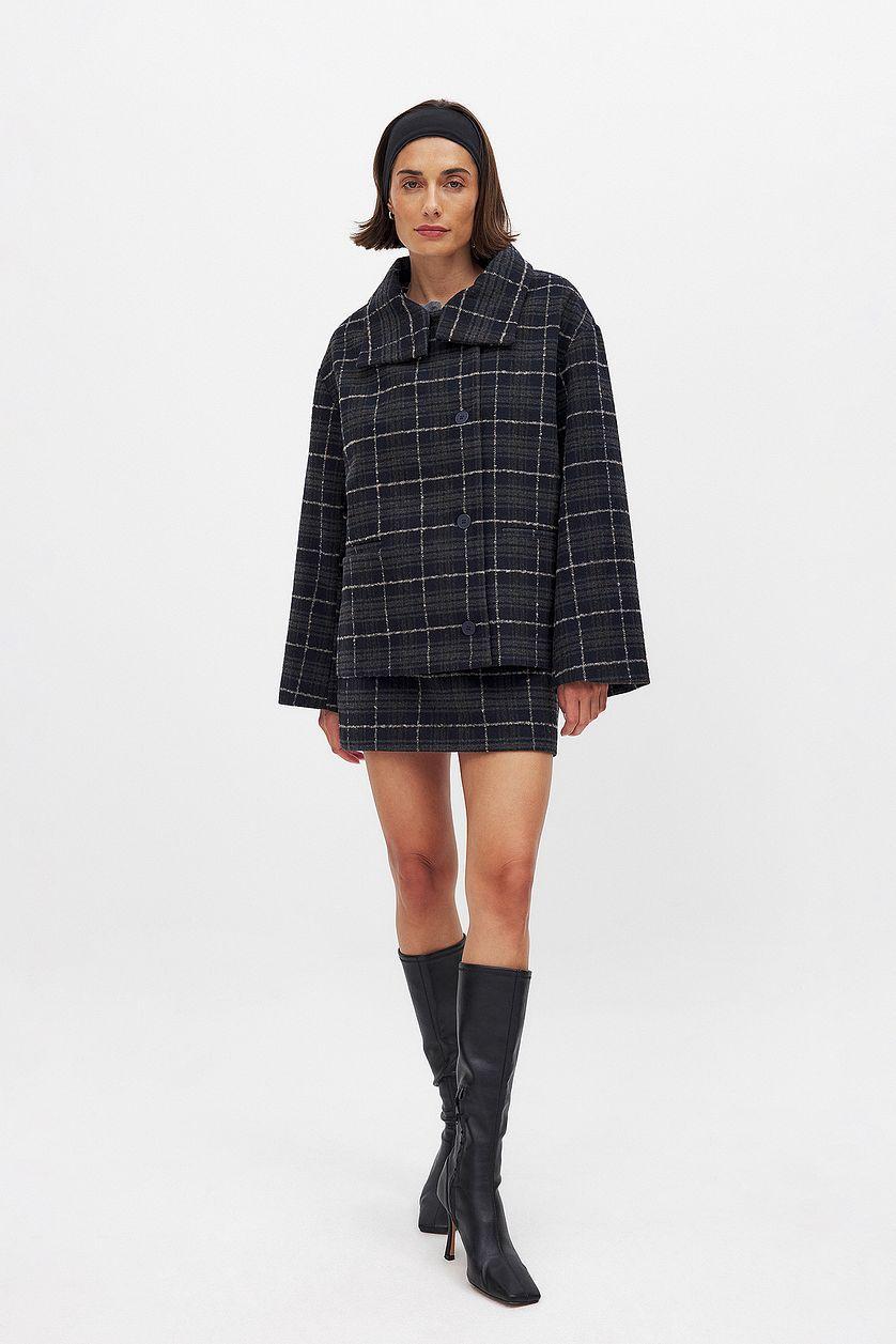 Checked Oversized Short Jacket Product Image
