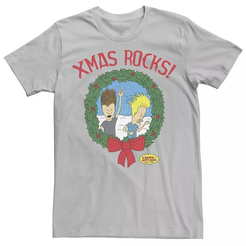 Mens Beavis And Butthead Xmas Rocks Wreath Short Sleeve Tee Product Image