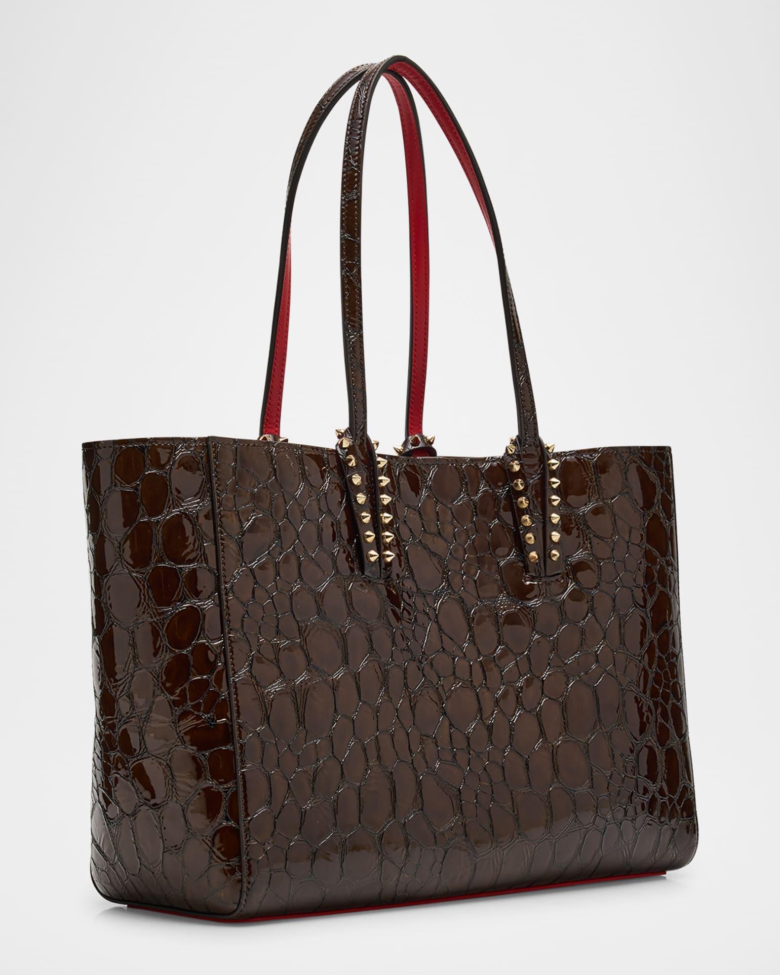 Cabata Small Tote Bag in Glossy Croc-Embossed Leather Product Image