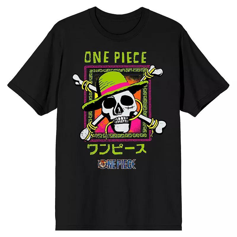 Men's One Piece Live Action Straw Short Sleeve Graphic Tee, Size: XXL, Black Product Image