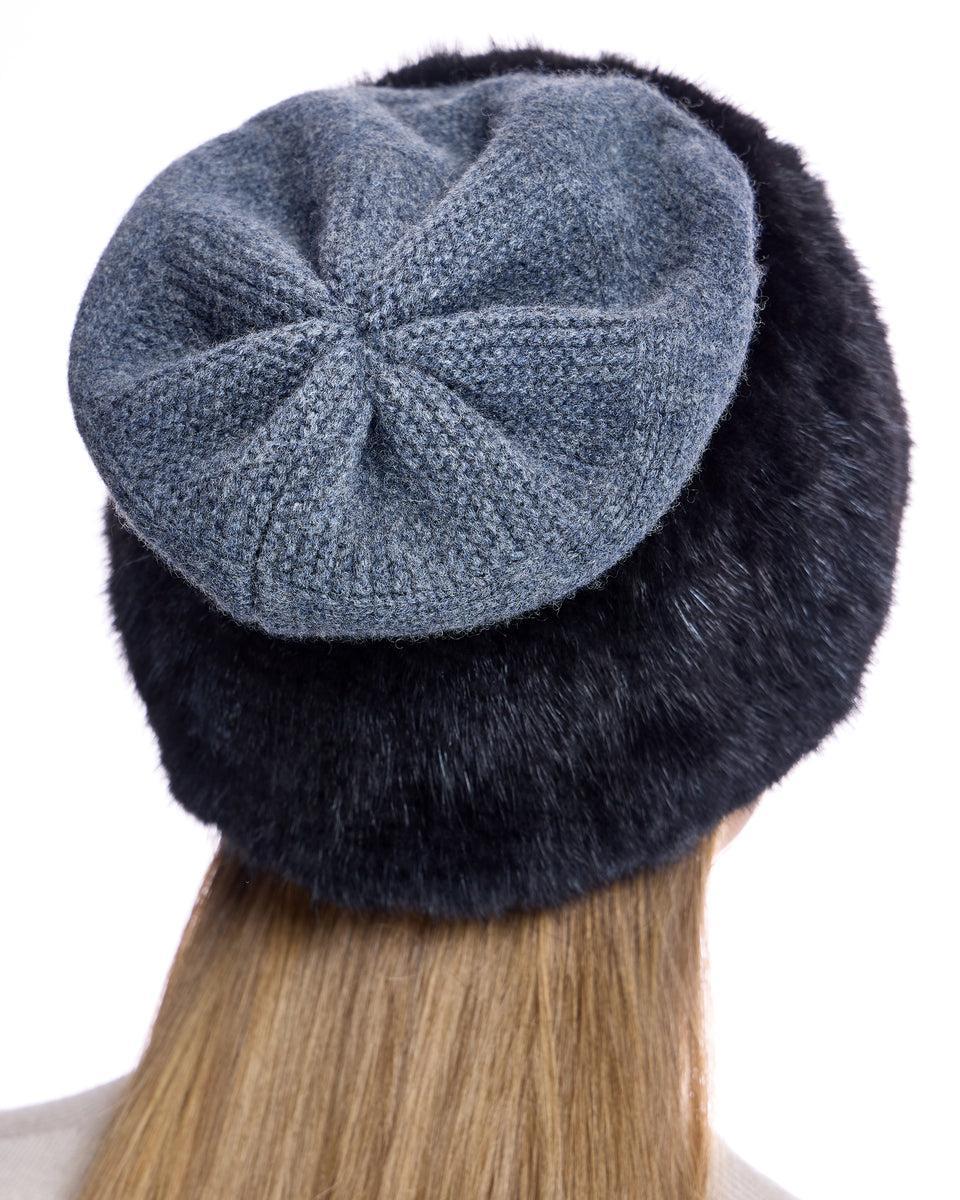 Wool Hat With Knitted Mink trim Product Image