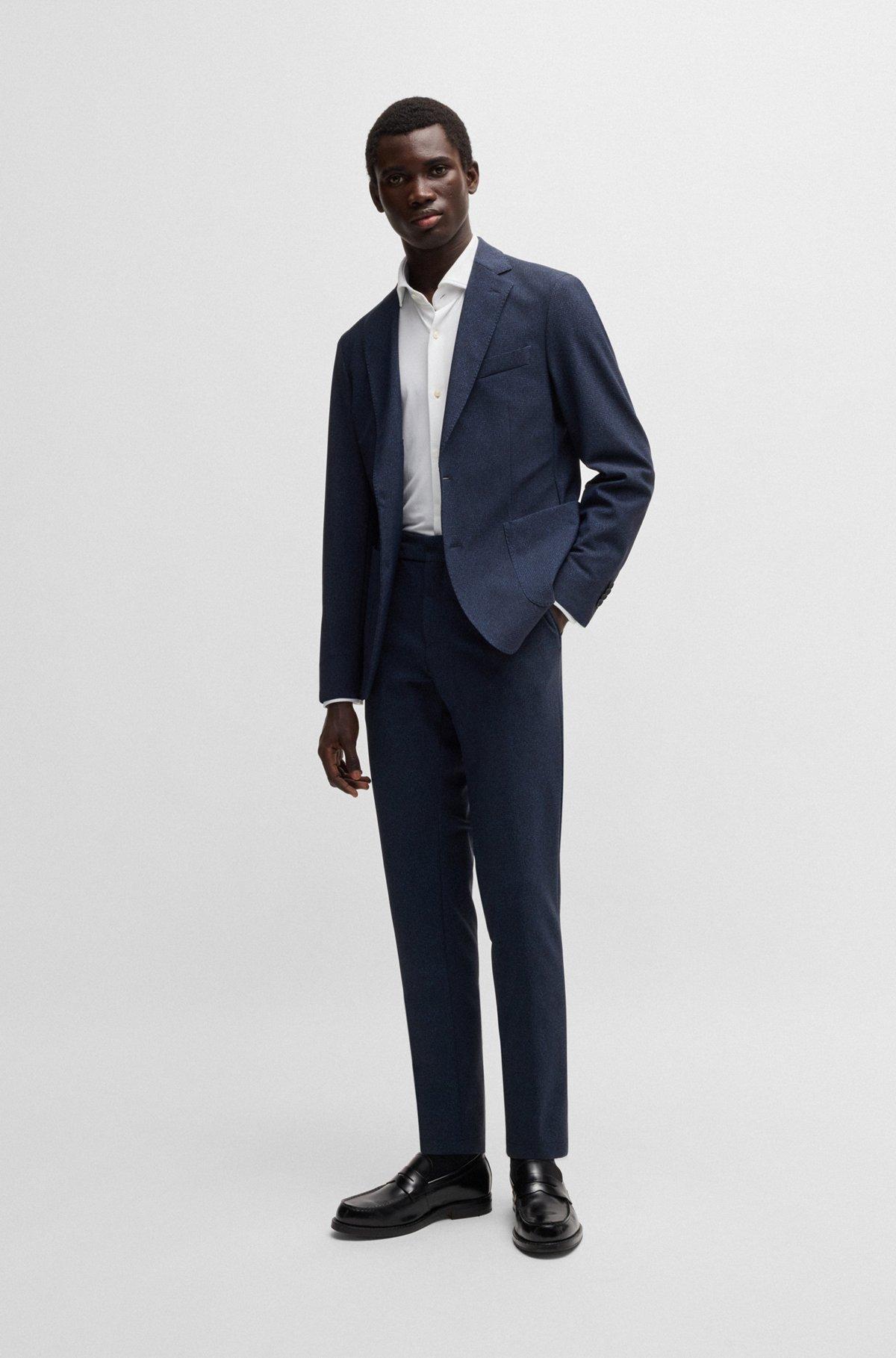 Slim-fit shirt in structured performance-stretch jersey Product Image