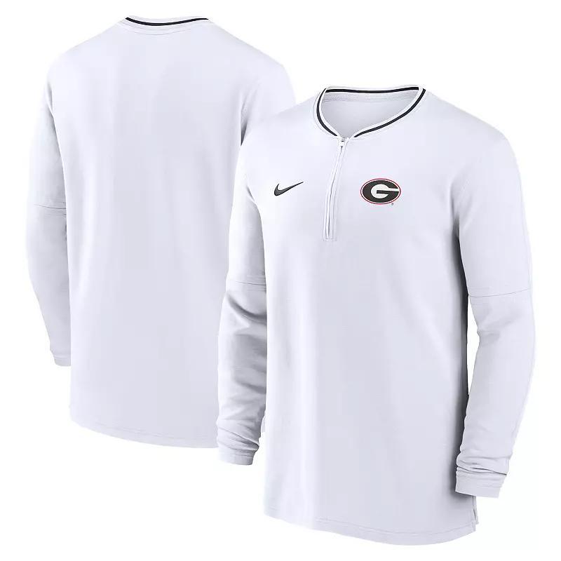 Men's Nike White Georgia Bulldogs 2024 Sideline Coach Performance Half-Zip Long Sleeve Top, Size: Small Product Image