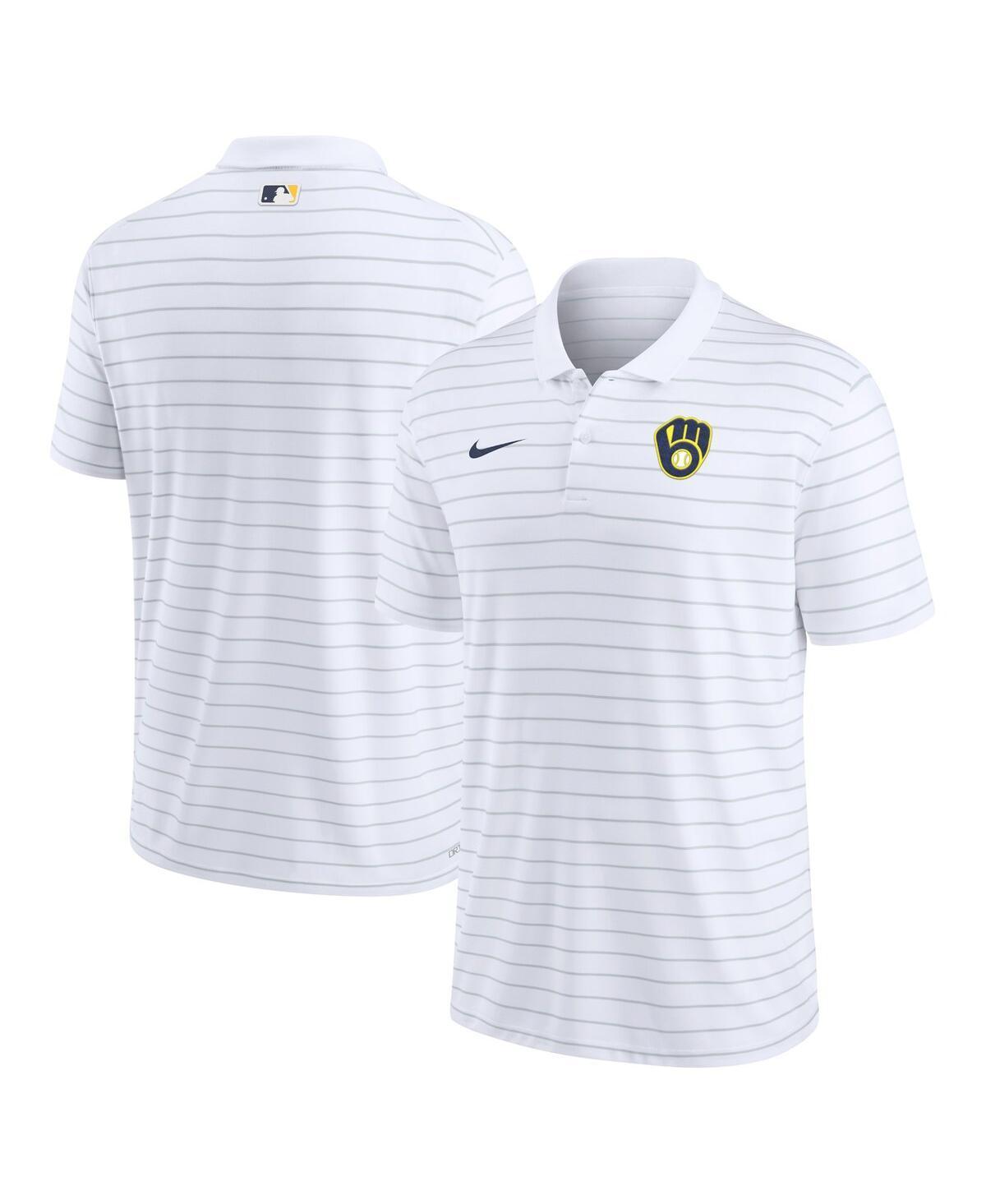 Mens Nike White Milwaukee Brewers Authentic Collection Victory Striped Performance Polo Shirt Product Image