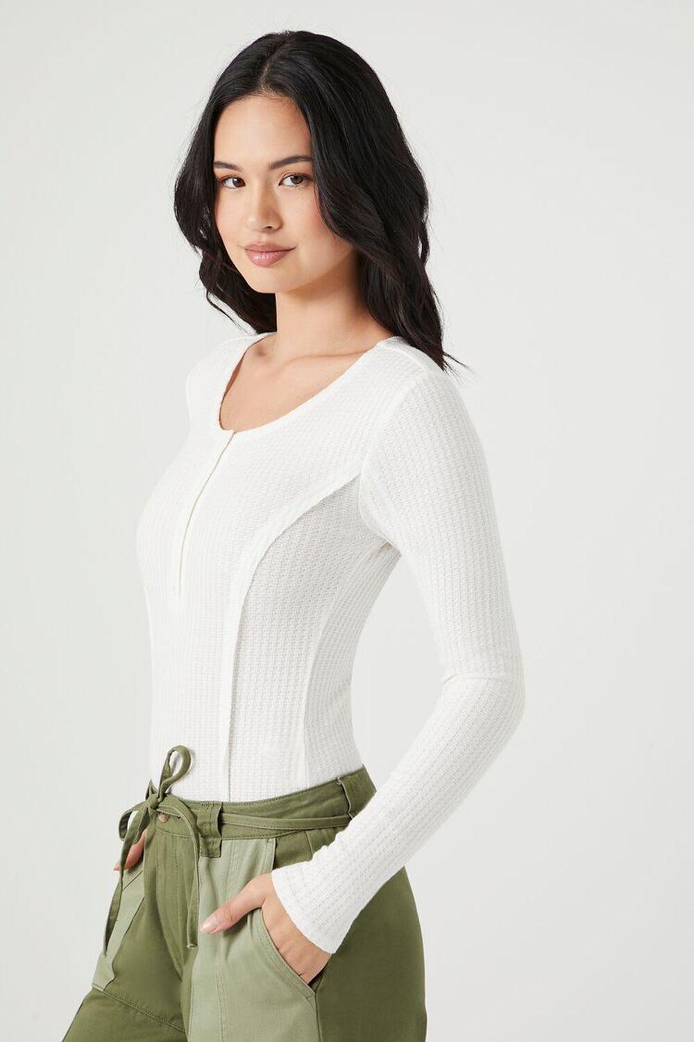 Ribbed Half-Button Bodysuit | Forever 21 Product Image