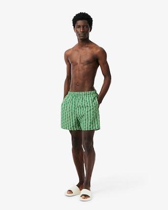 Mid Length Monogram Print Swim Trunks Product Image