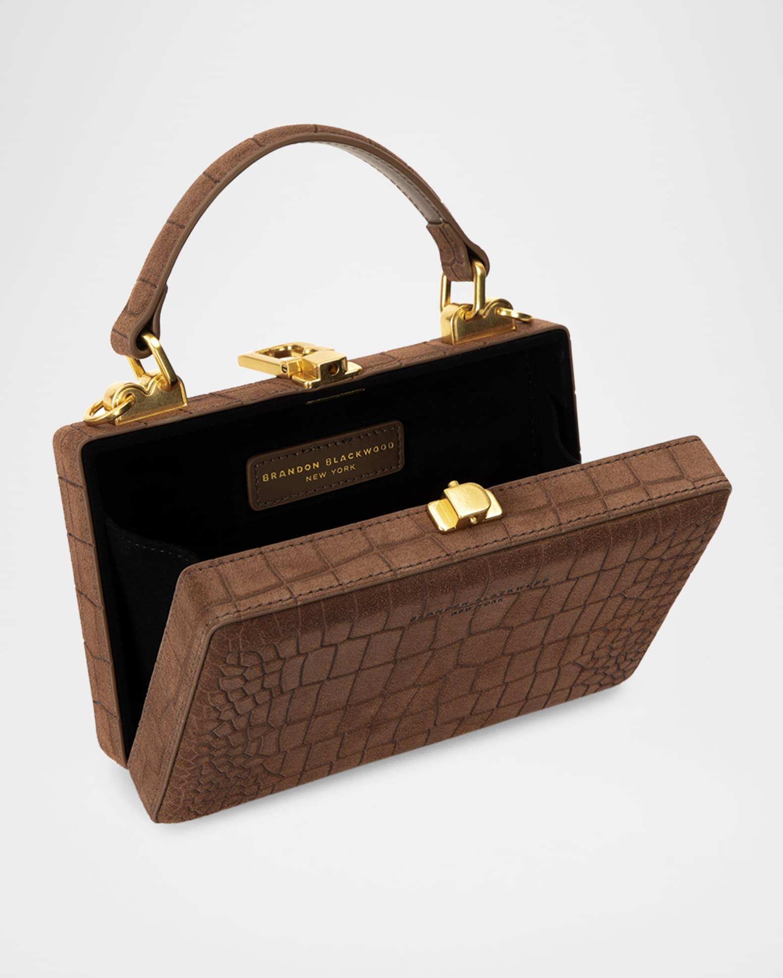 Croc-Embossed Suede Top-Handle Bag Product Image