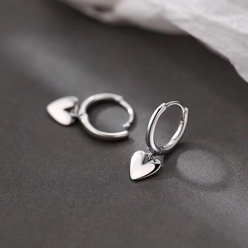 925 Sterling Silver Heart Drop Earring Product Image