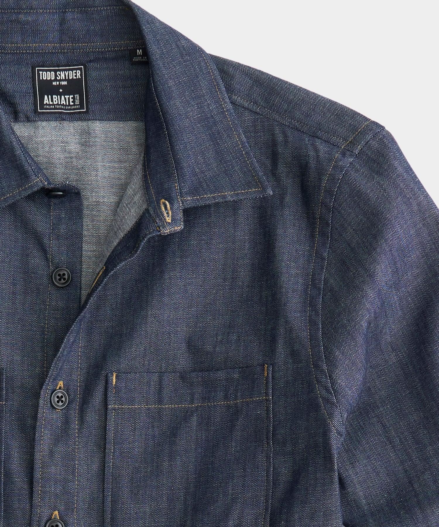 Classic Fit Raw Italian Denim Overshirt in Dark Indigo Product Image