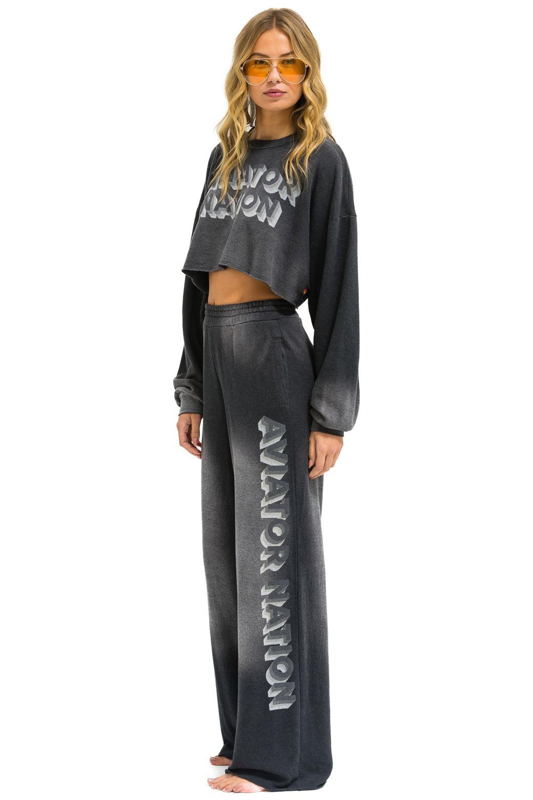 AN 3D WIDE LEG POCKET SWEATPANTS - FADED SMOKE Female Product Image