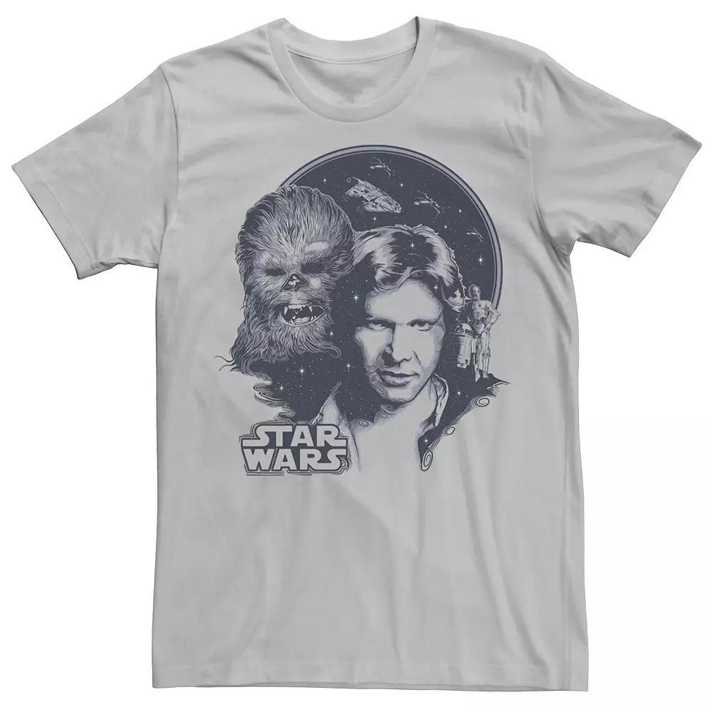 Men's Star Wars Retro Group Shot Logo Graphic Tee, Size: Small, Silver Product Image