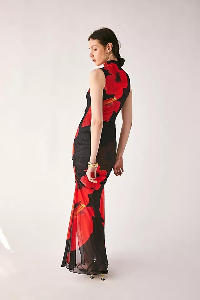 Saemdi Red Floral Mesh Maxi Dress Product Image