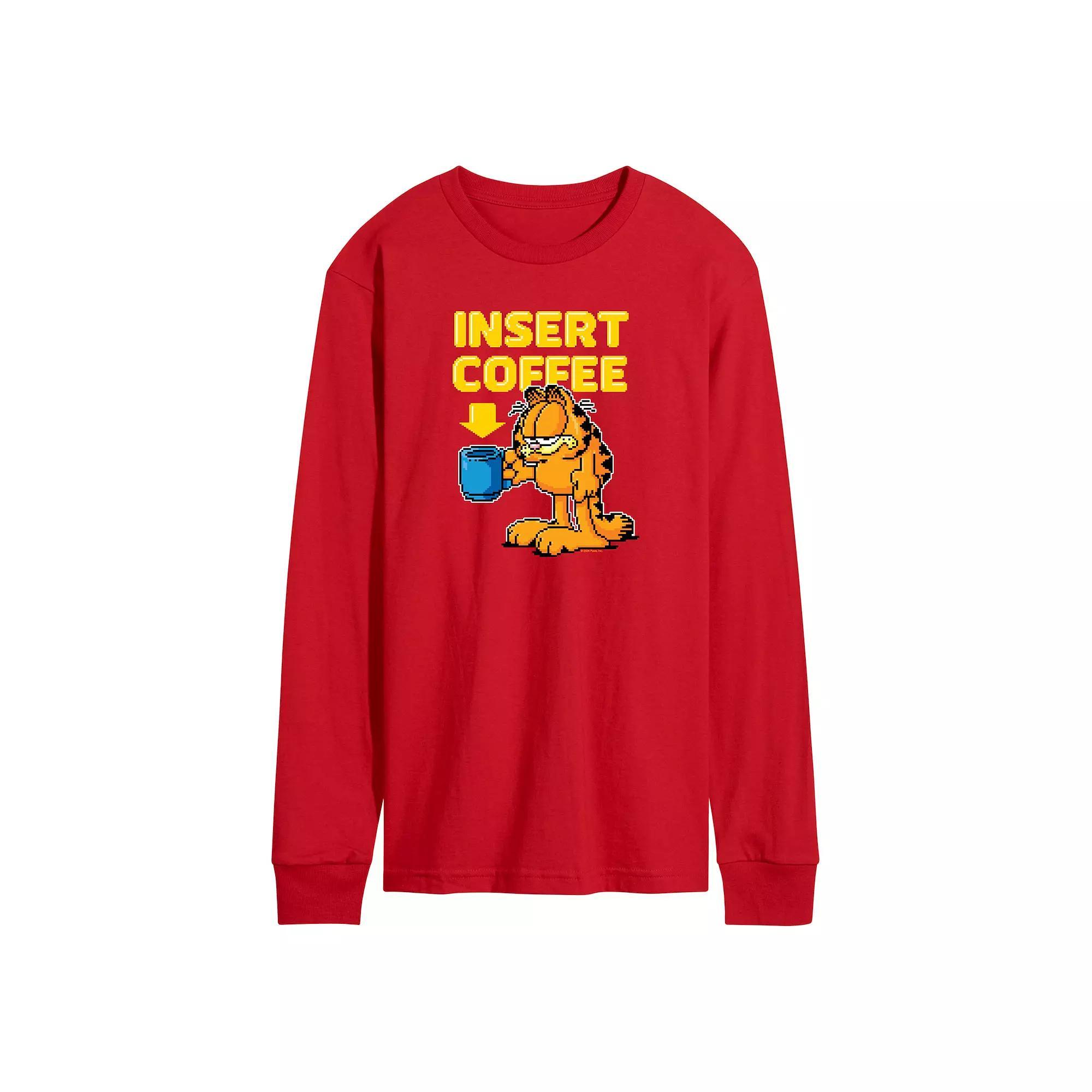 Men's Garfield Coffee Long Sleeve Graphic Tee,  Product Image
