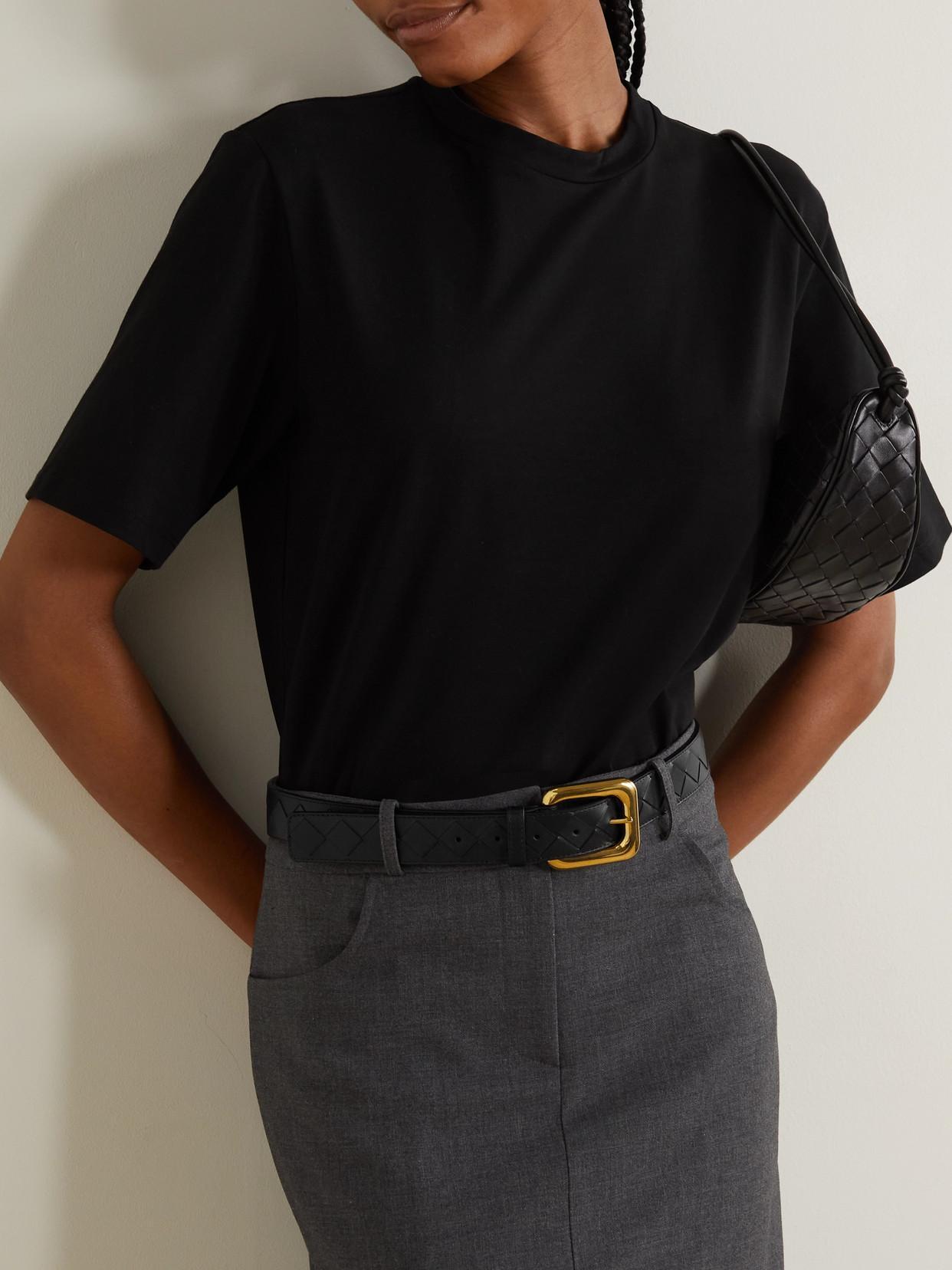 BOTTEGA VENETA Intrecciato Leather Waist Belt In Black_m_brass Product Image