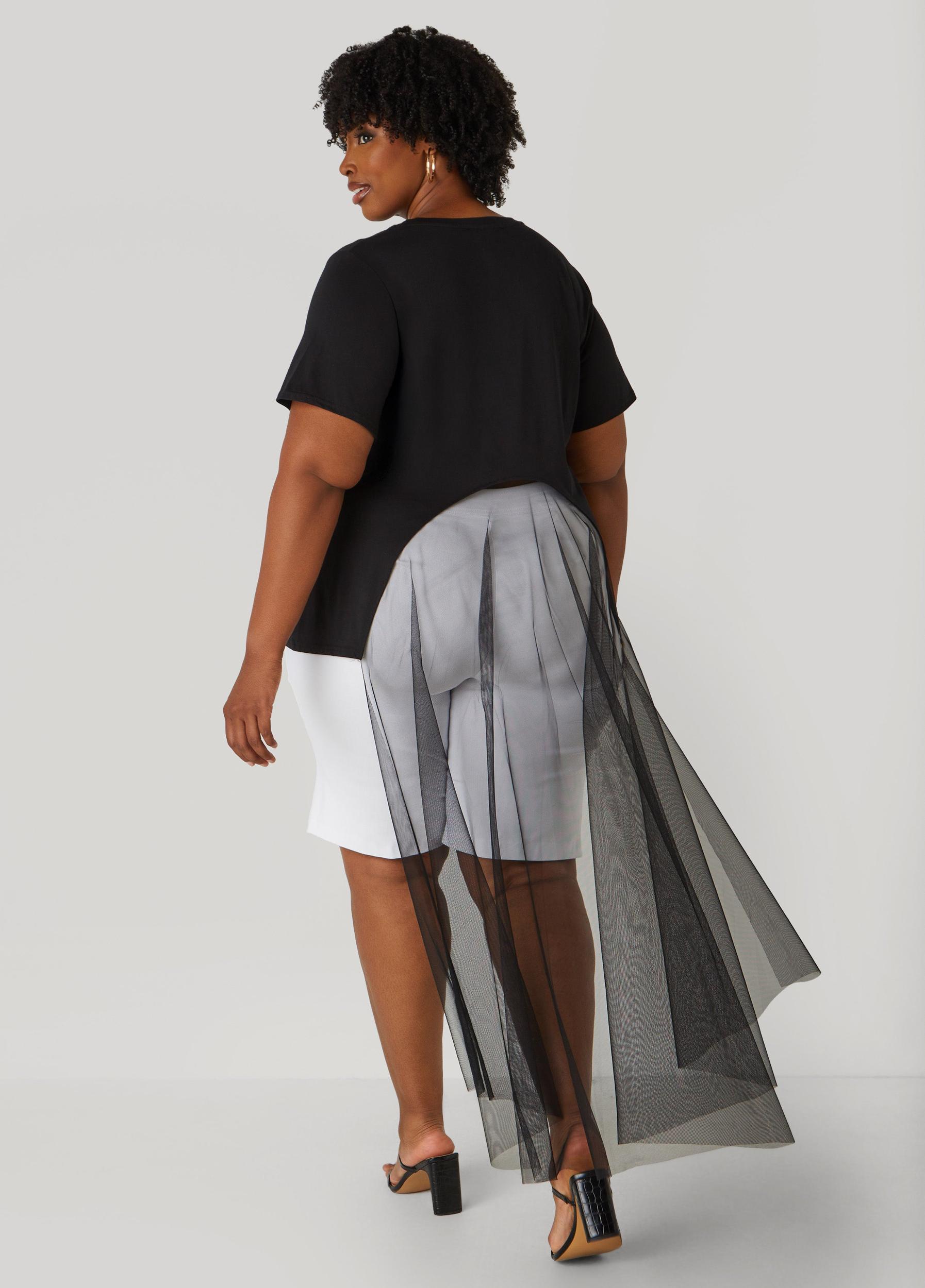 Mesh Paneled Rosette Tee Product Image