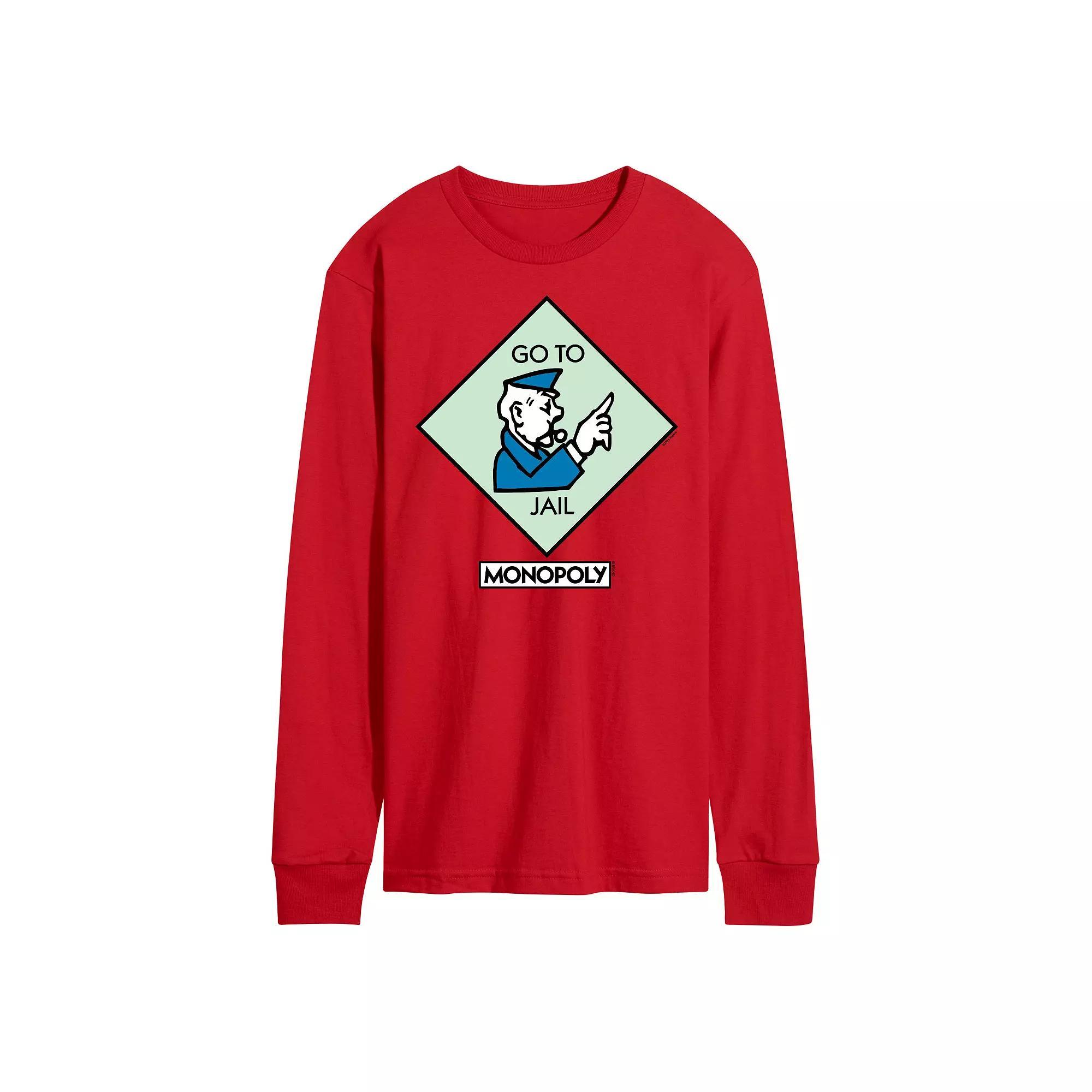 Men's Monopoly Go To Jail Square Long Sleeve Graphic Tee,  Product Image