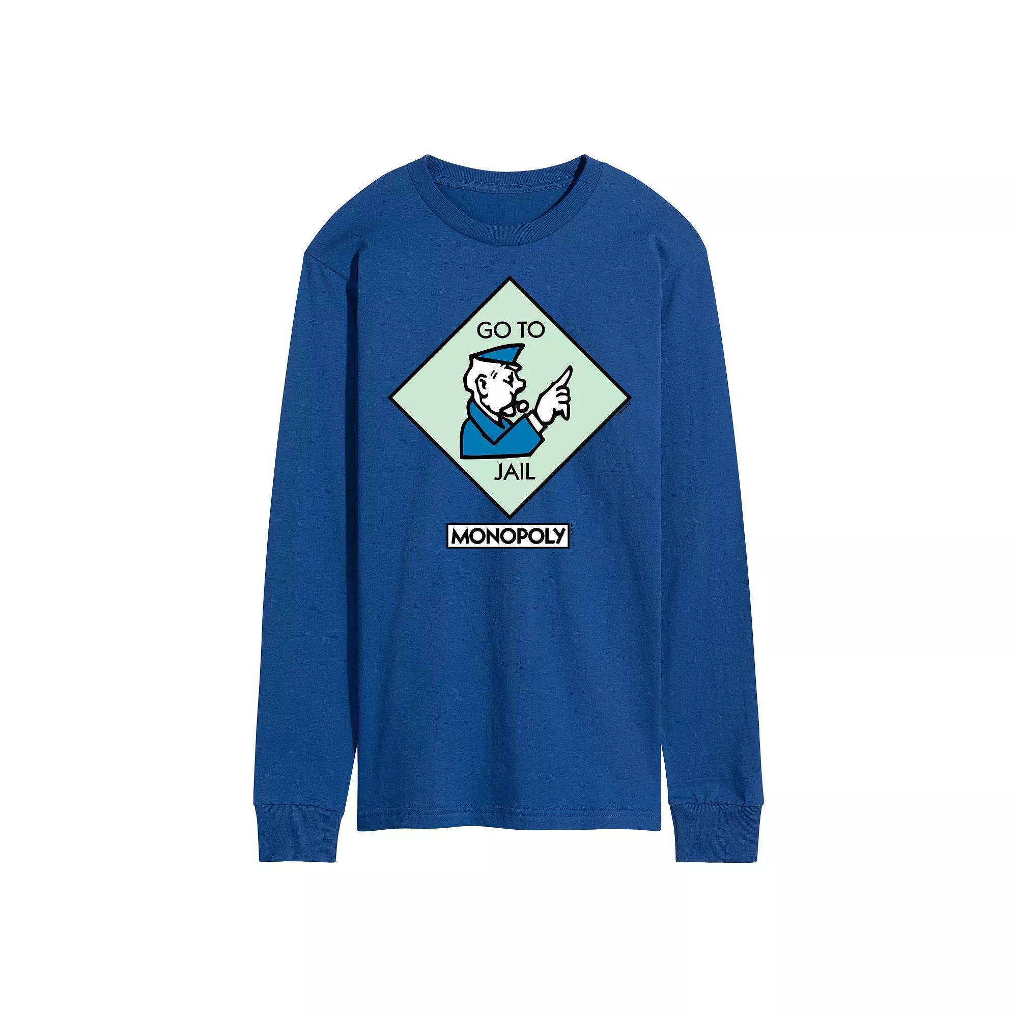 Men's Monopoly Go To Jail Square Long Sleeve Graphic Tee,  Product Image