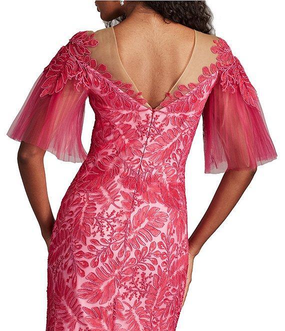 Tadashi Shoji Embroidered Sweetheart Neck Short Sleeve Mermaid Gown Product Image