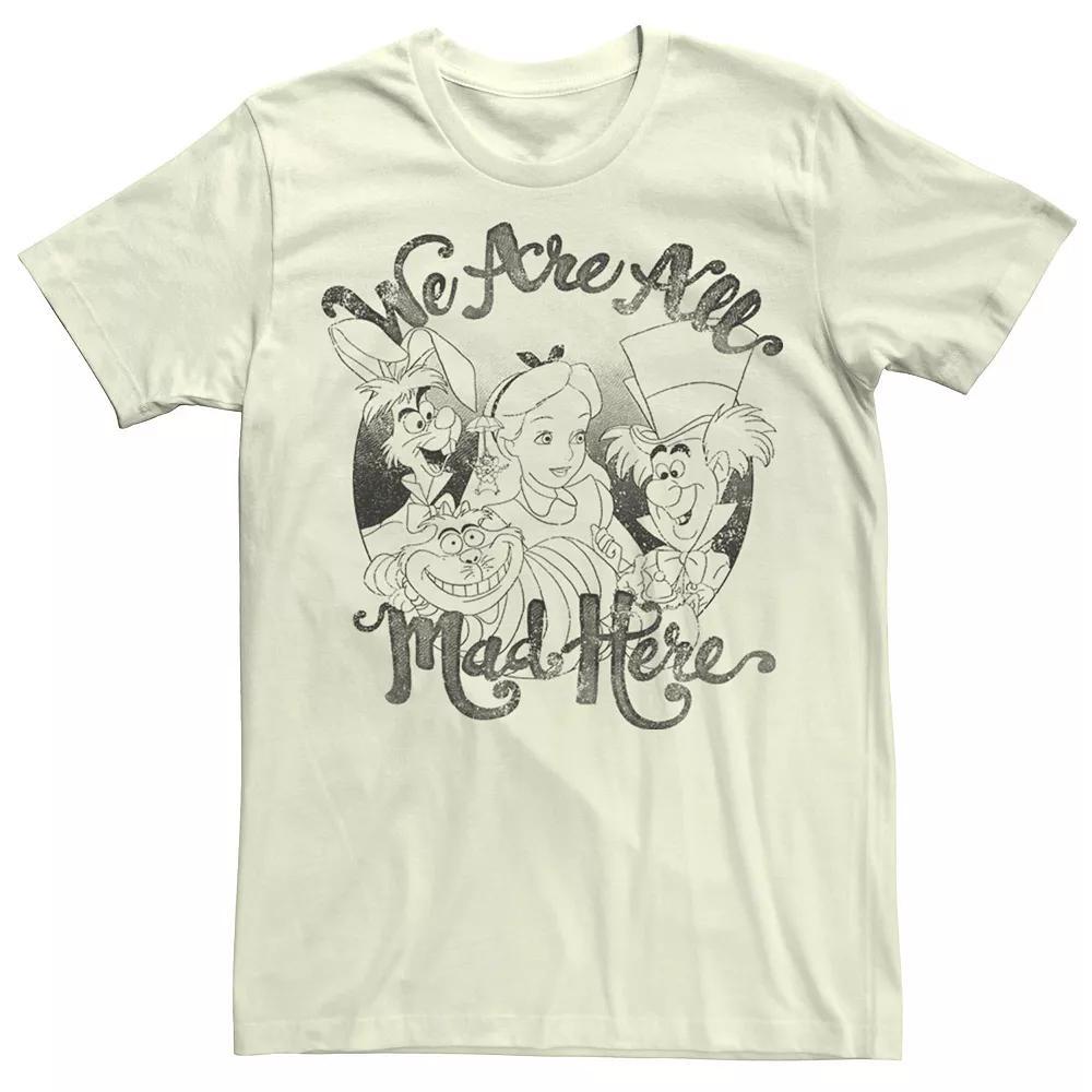 Disney's Alice In Wonderland Men's Group Shot "We Are All Mad Here" Tee, Size: Medium, Natural Product Image