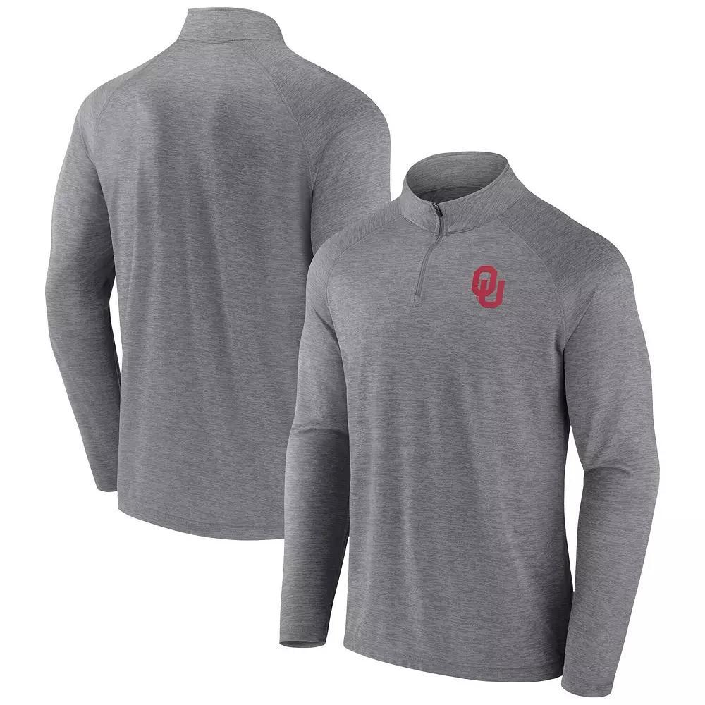 Men's Fanatics Branded Gray Oklahoma Sooners Primary Logo Raglan Quarter-Zip Top,  Product Image
