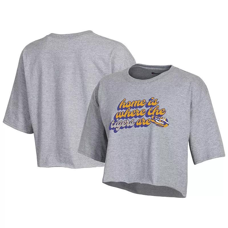 Women's Champion Gray LSU Tigers Boyfriend Cropped T-Shirt, Size: XL, Grey Product Image