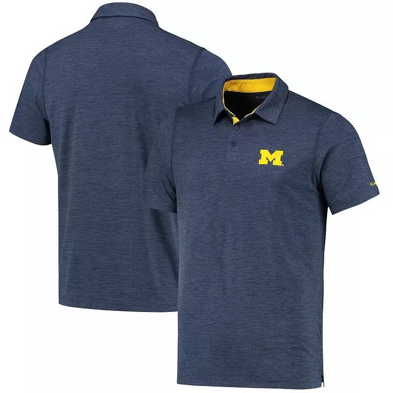 Men's Columbia Navy Michigan Wolverines Tech Trail Omni-Shade Polo,  Product Image
