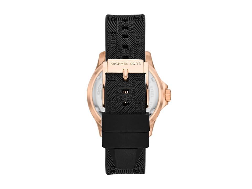 Oversized Slim Everest Pavé Rose-Gold Tone and Embossed Silicone Watch Product Image