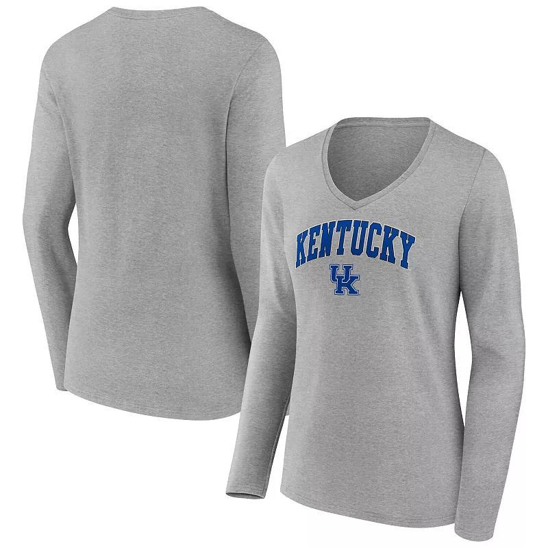 Womens Fanatics Branded Heather Gray Kentucky Wildcats Evergreen Campus Long Sleeve V-Neck T-Shirt Product Image