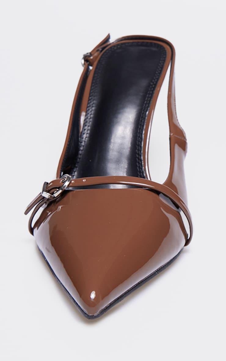 Chocolate PU Wide Fit Point Toe Heeled Sandals Product Image