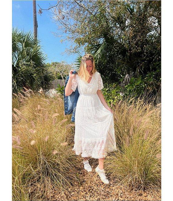 Driftwood X Bluebell Fleur Embroidered Point Collar Long Sleeve Denim Statement Jacket Product Image