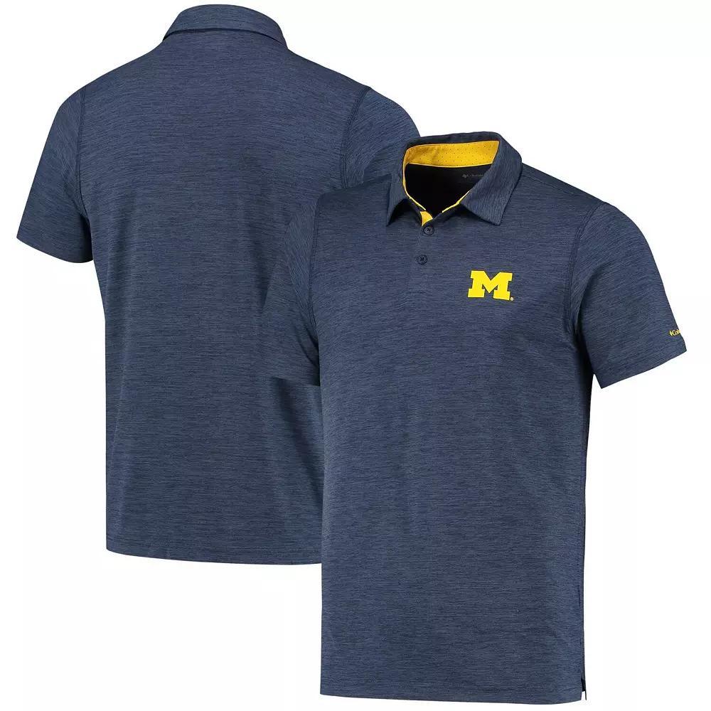 Men's Columbia Navy Michigan Wolverines Tech Trail Omni-Shade Polo,  Product Image