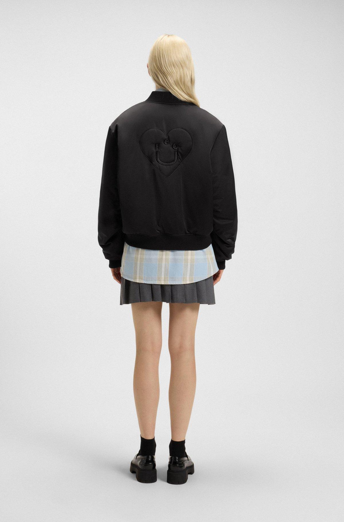 Padded varsity-style jacket with Happy HUGO logos Product Image