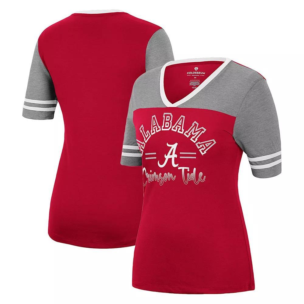 Women's Colosseum Crimson/Heathered Gray Alabama Crimson Tide There You Are V-Neck T-Shirt, Size: Small Product Image