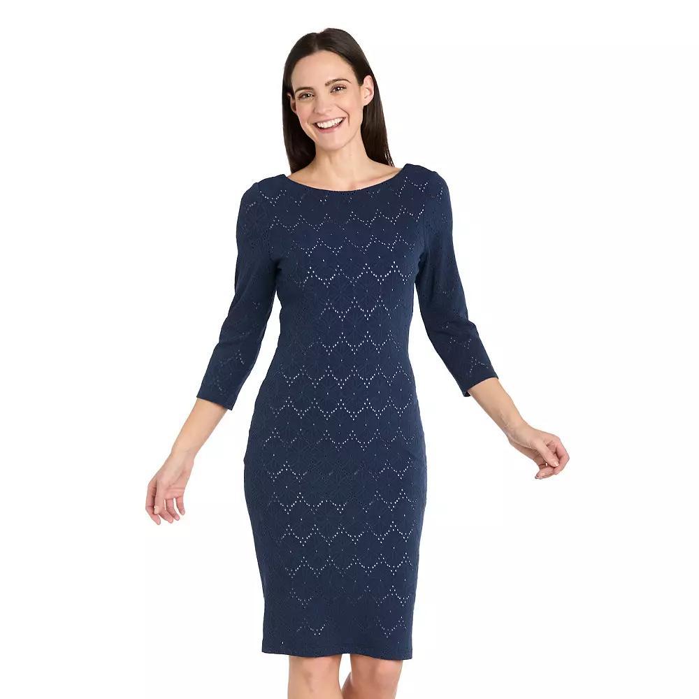 Women's R&M Richards Short Sheath U-Back Dress, Size: 12, Blue Nude Product Image