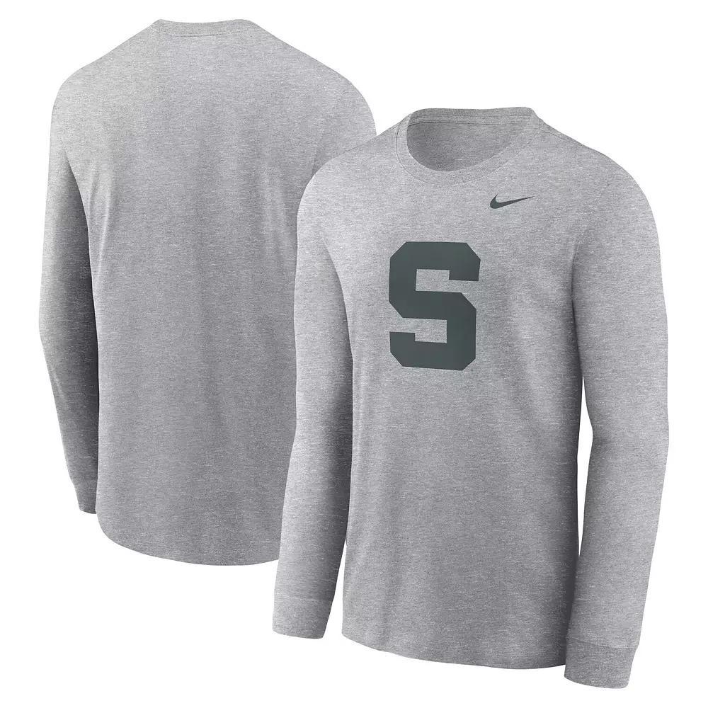 Men's Nike Heather Gray Michigan State Spartans Alternate Logo Long Sleeve T-Shirt,  Product Image