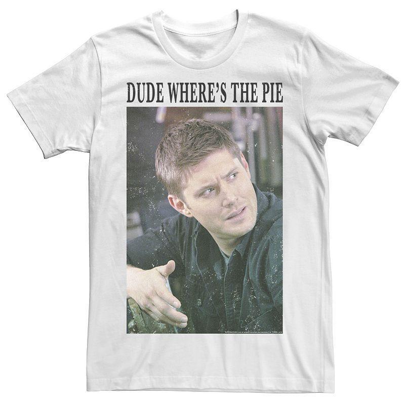 Men's Supernatural Dean Dude Where's The Pie Portrait Tee, Size: XL, White Product Image