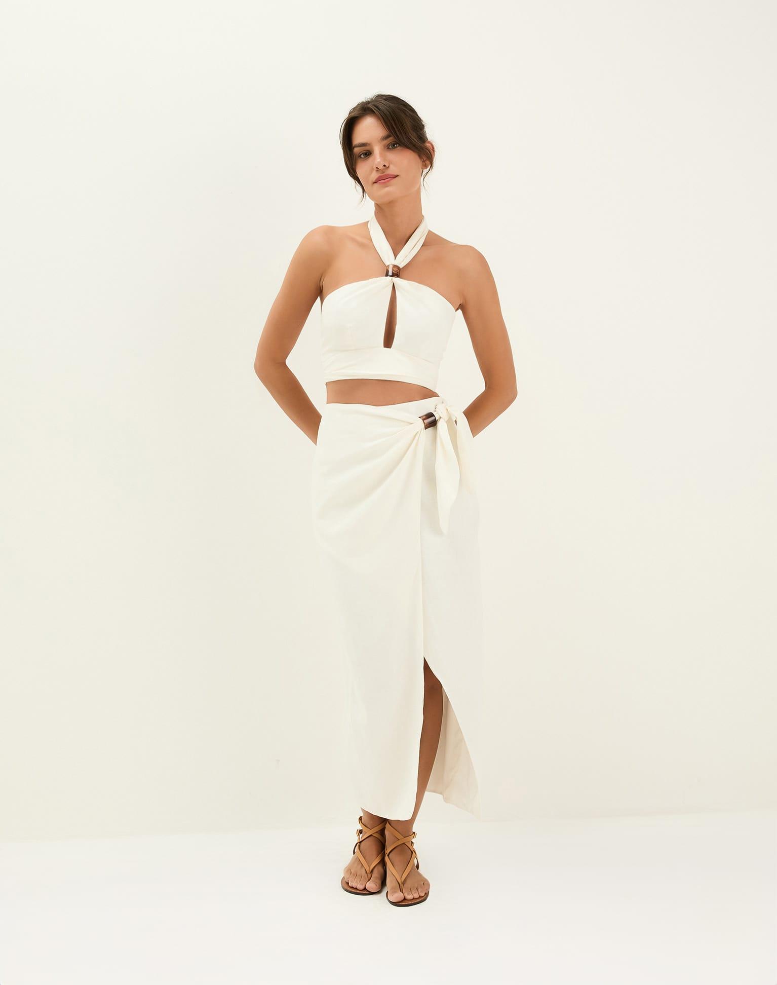 Luna Midi Skirt - Off White Product Image