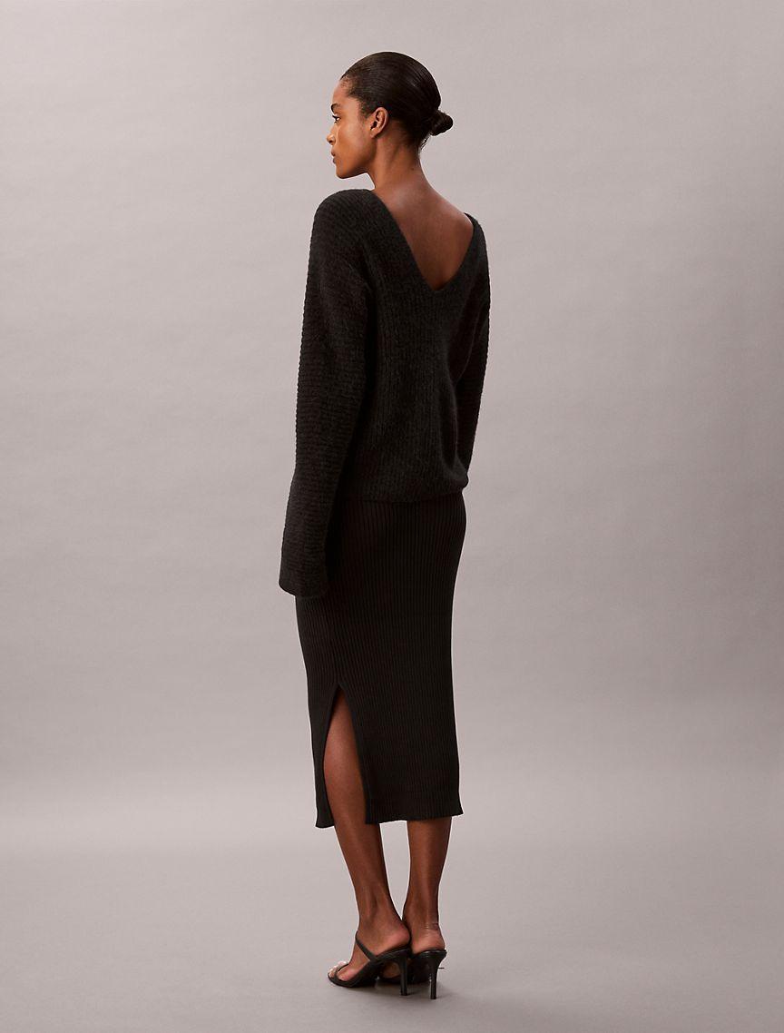 Smooth Cotton Rib Midi Skirt Product Image