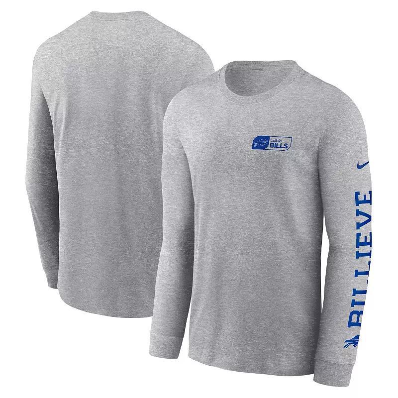 Men's Nike Heather Gray Buffalo Bills All Out Long Sleeve T-Shirt, Size: Medium, Grey Product Image