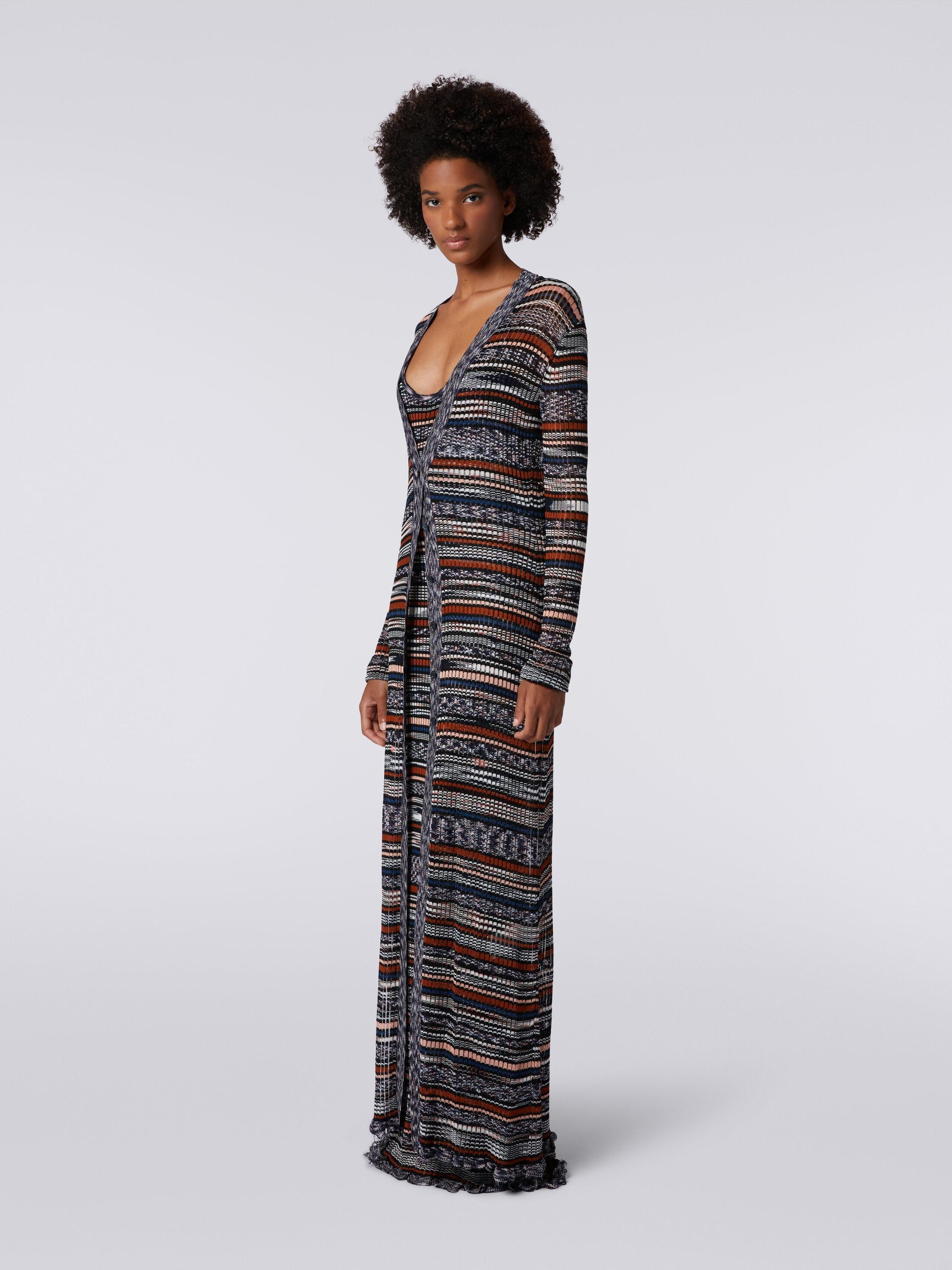 Long ribbed cardigan in slub viscose Product Image