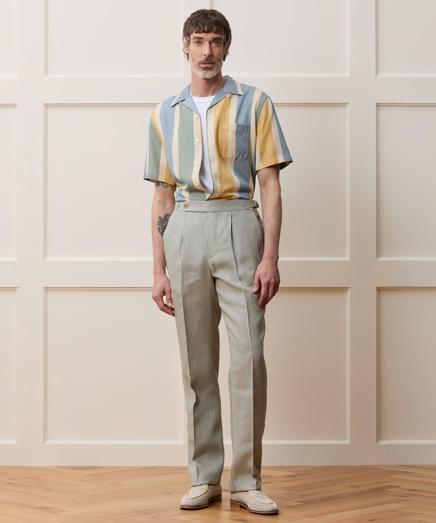 Straight Fit Irish Linen Side Tab Trouser Product Image