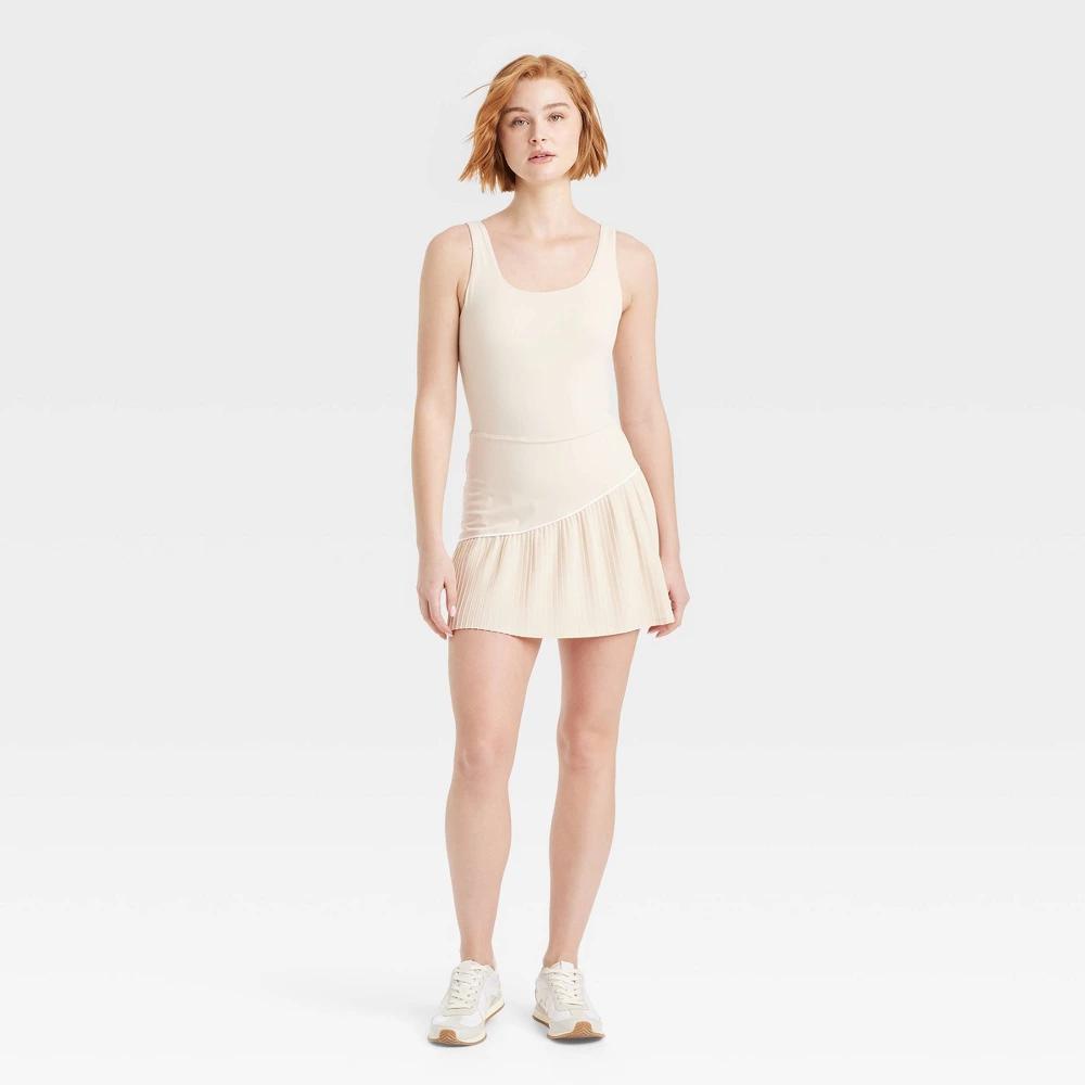 Womens Knit Asymmetrical Pleated Active Dress - JoyLab Tan XXL Product Image