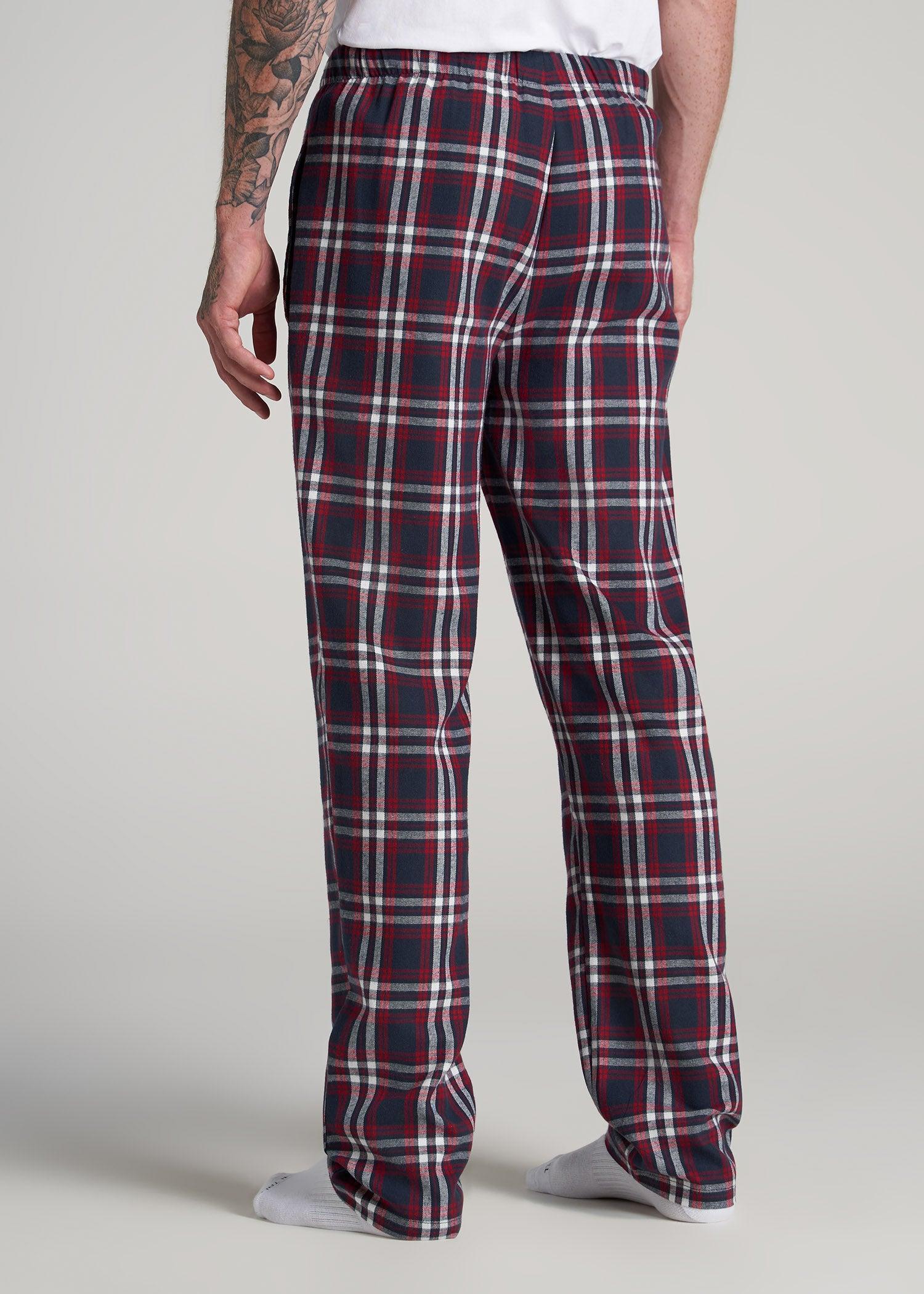 Plaid Pajama Pants for Tall Men in Navy & Red Tartan Product Image