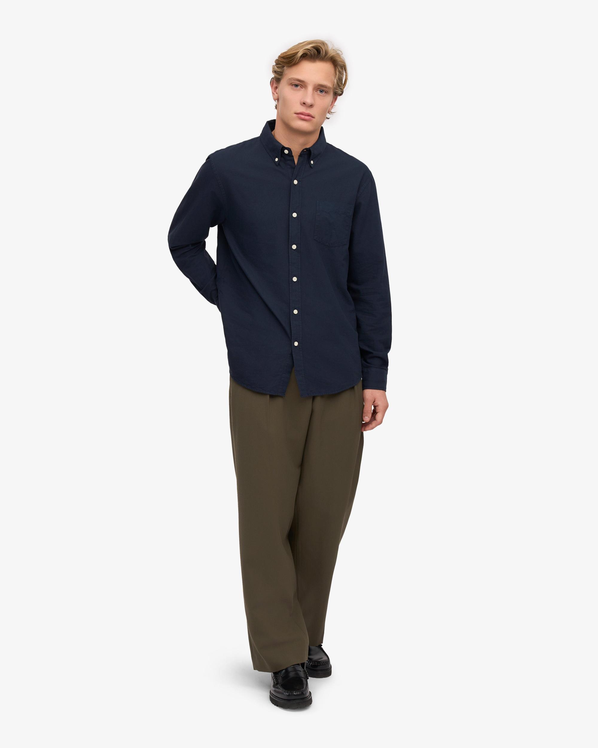 Organic Button Down Shirt - Navy Blue Product Image