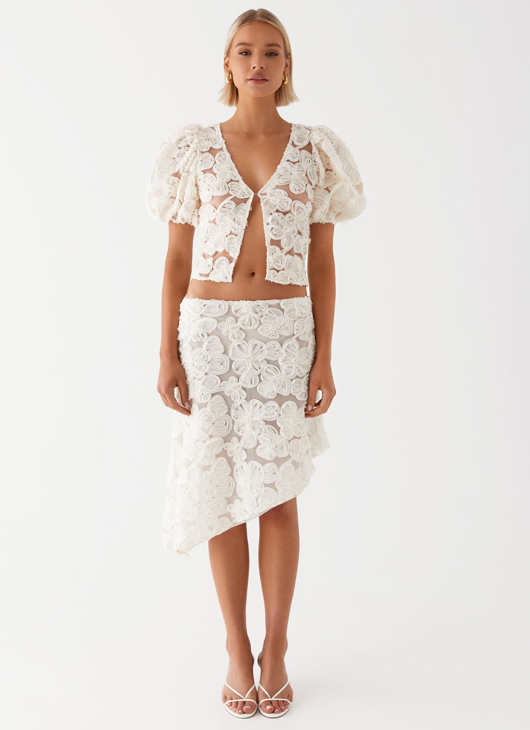 Orchid Breeze Midi Skirt - Ivory Product Image