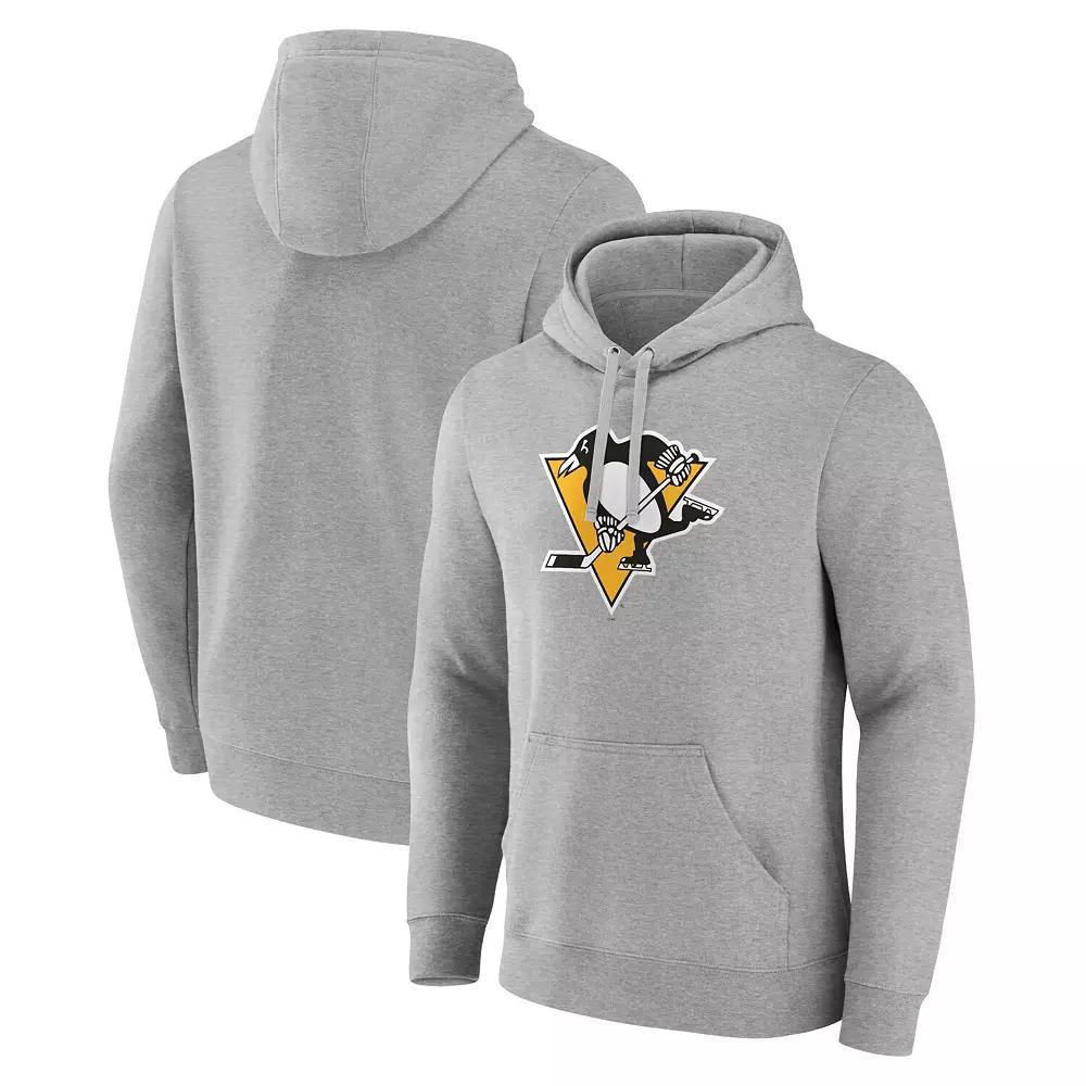 Men's Fanatics Branded Heather Gray Pittsburgh Penguins Primary Logo Pullover Hoodie,  Product Image