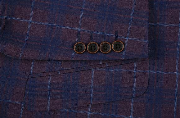 Slim Fit Blazer Glen Plaid in Blue Product Image