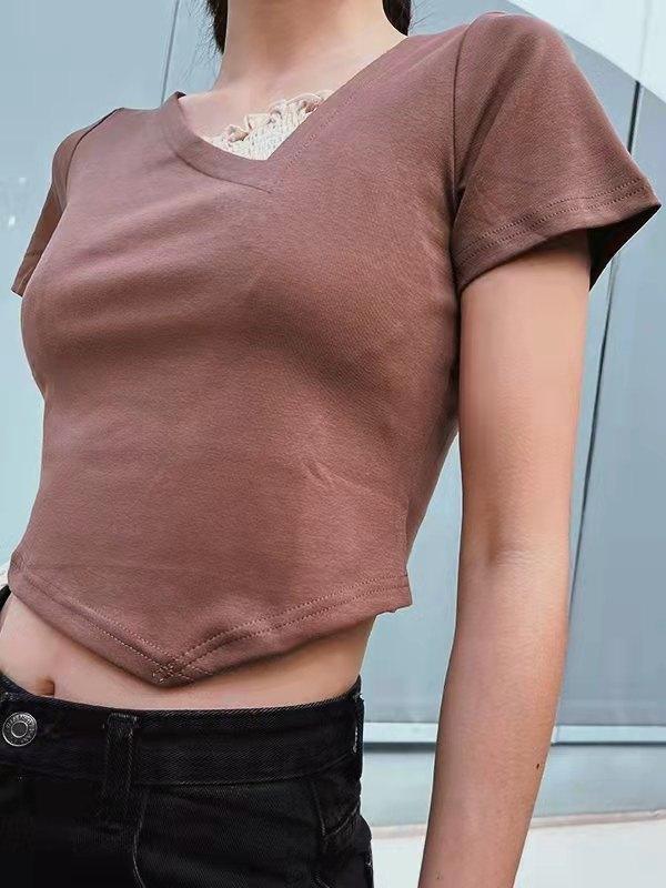 Y2K Patchwork Ruched Crop Top Product Image