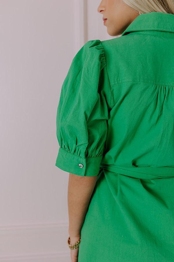 Coastal Views Button Down Mini Dress in Kelly Green Product Image